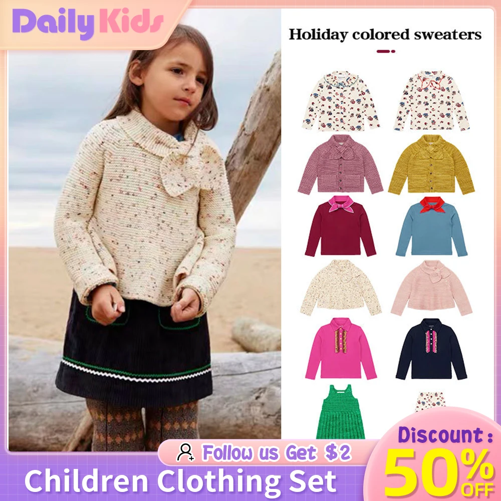 

Daily Kids KS Girl's Sweater 2023 ks High Definition For Holiday Baby Children's Bow Pullover Knitted Cardigan sweaters jumpers