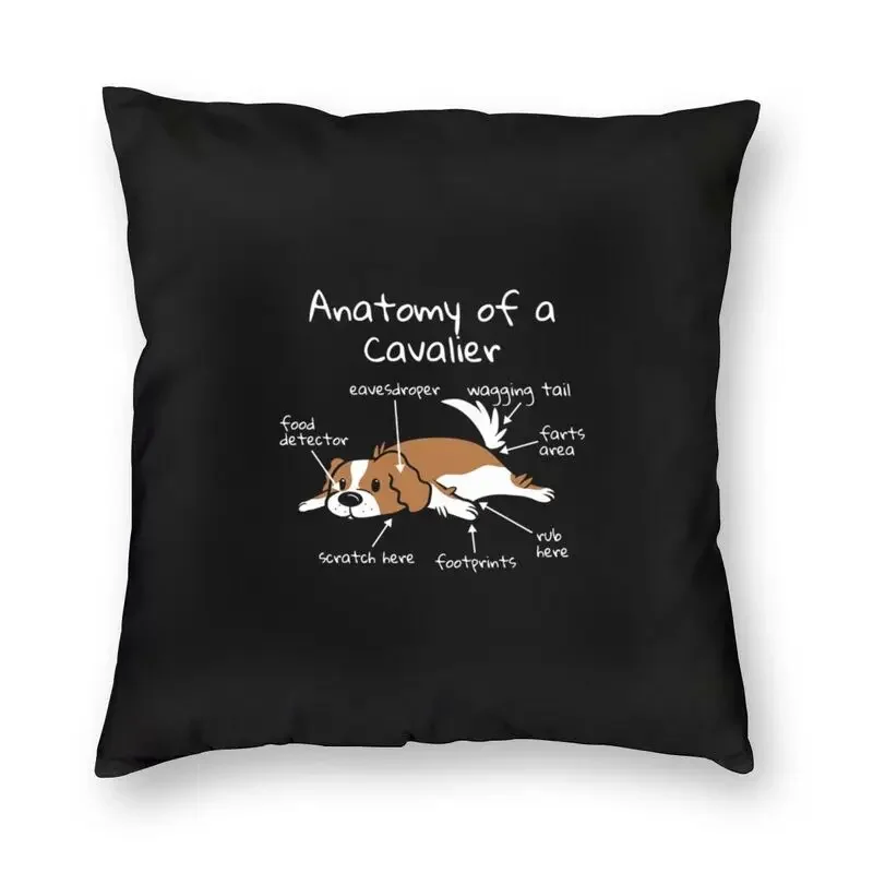 Anatomy Of A Cavalier King Charles Spaniel Pillow Cover Decoration Pet Puppy Dog Cushions Throw Pillow for Sofa Home Decoration