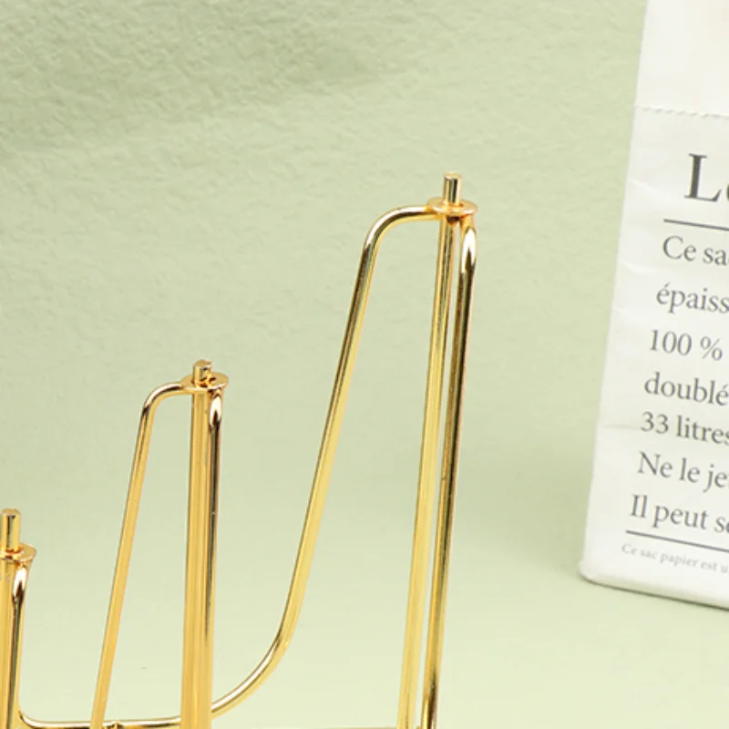 New Gold Iron Display Stand Craft Bracket Book Holder Photo Pedestal Bowl Dish Frame Picture Plate Rack Easel Storage Decoration