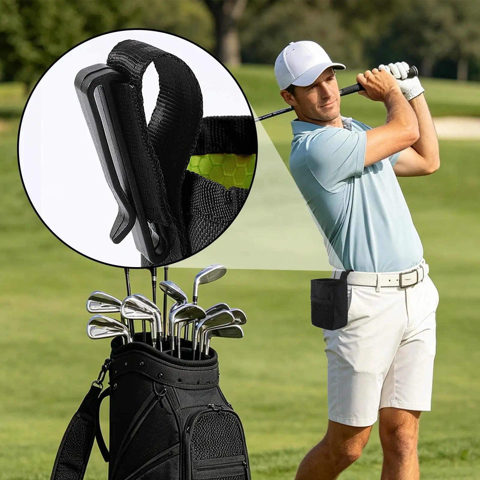Golf Pouch Bag Oxford Breathable Mesh Adhesive Opening Golf Ball Storage Bag Pouch For Men Women Dad Golfer Club Cart Travel