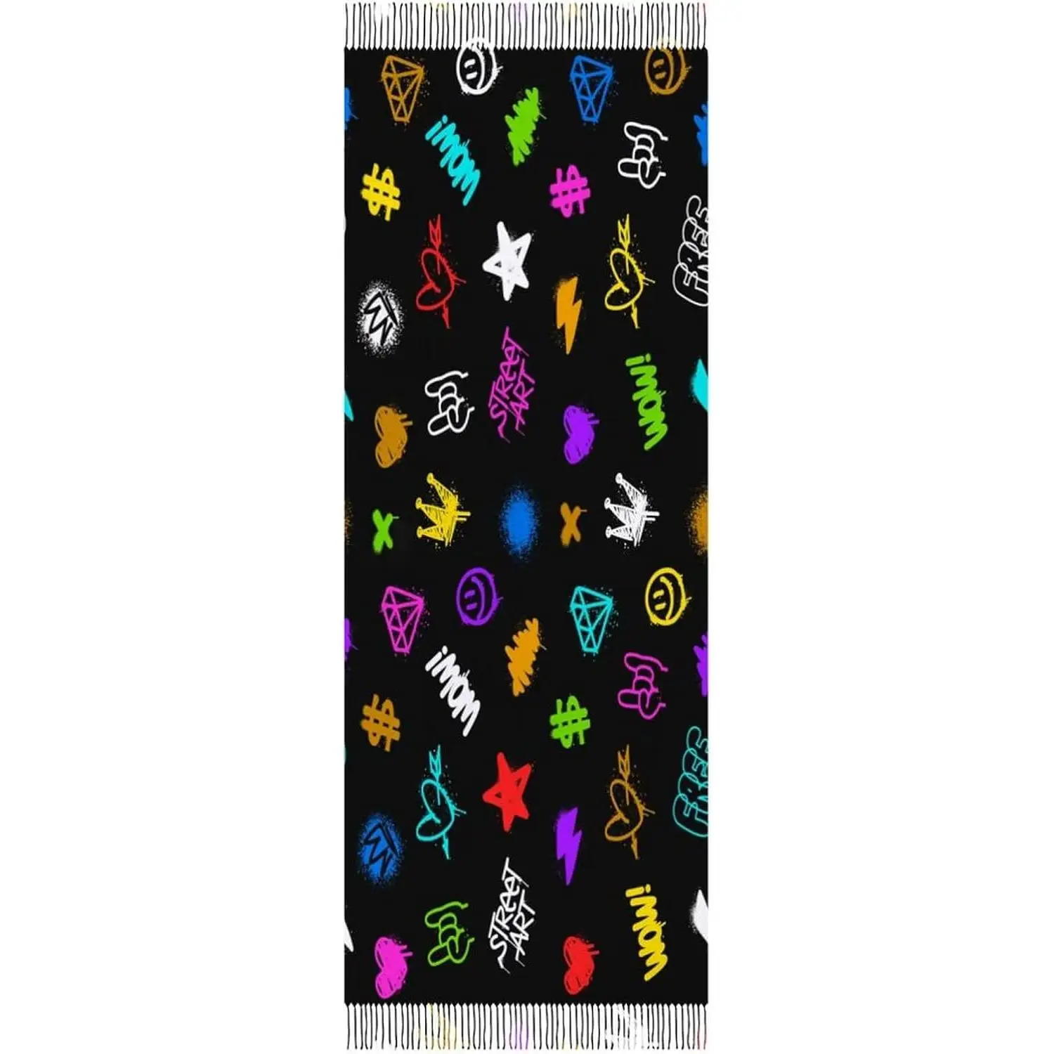 

Шали с кисточками, теплый мягкий зимний легкий кашемировый длинный шарф для женщин, подарки, повседневные путешествия, офис, уличное искусство, бирки с принтом