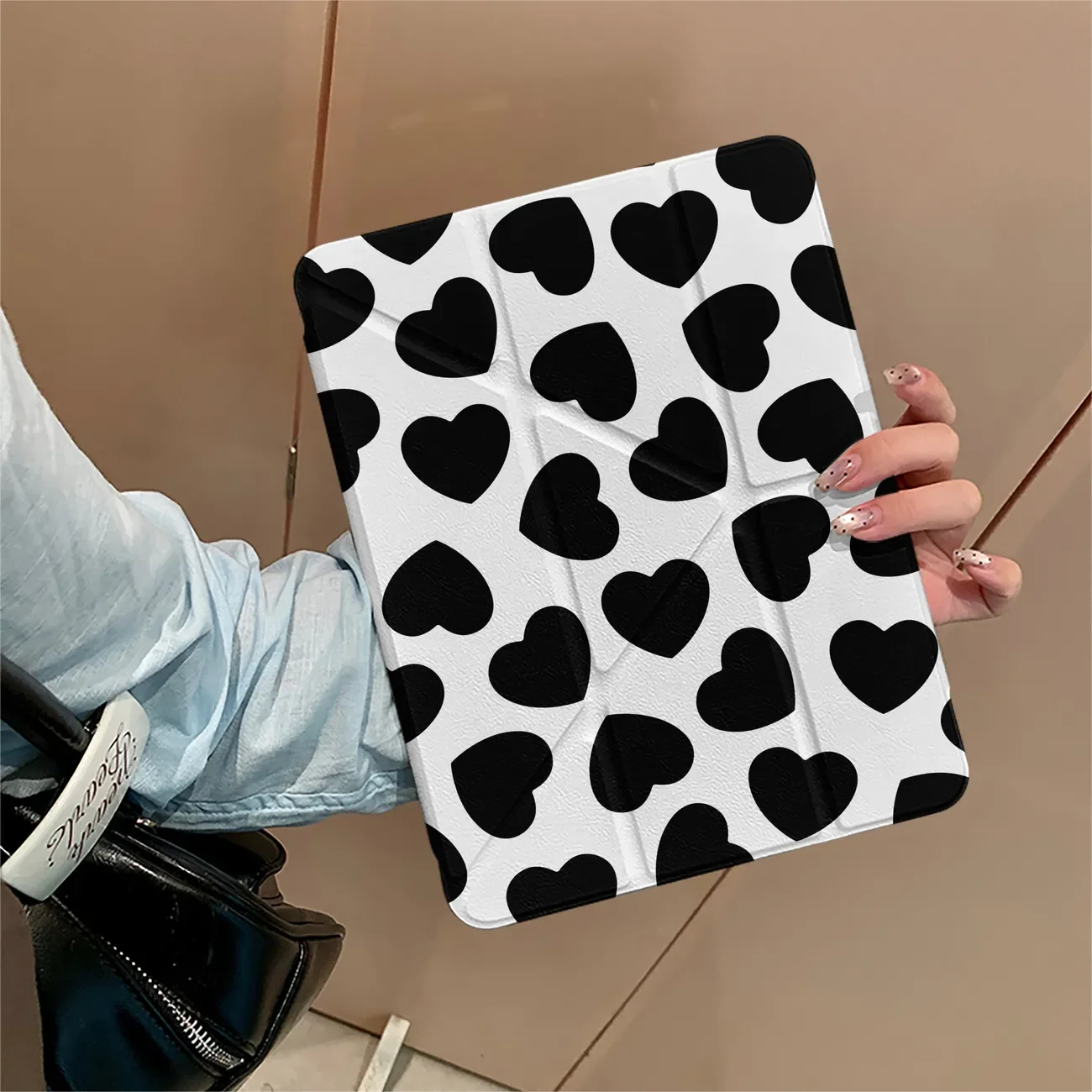 Korean ins Love HEART Black Y2K Cover For iPad Pro 13 11th M5 M4 12.9 A16 10 8 7 9th 10th For Ipad Air 11 M2 M3 Mini Tablet Case