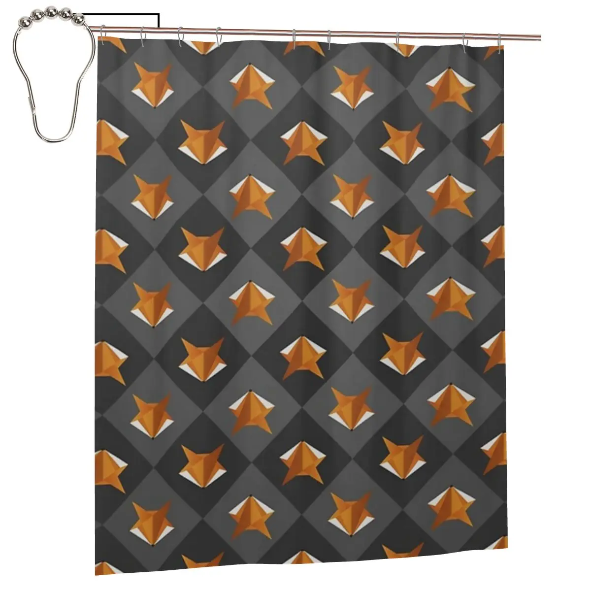 

Геометрическая занавеска для душа Kitsune с изображением лисы, полиэстеровая, водонепроницаемая, с крючками