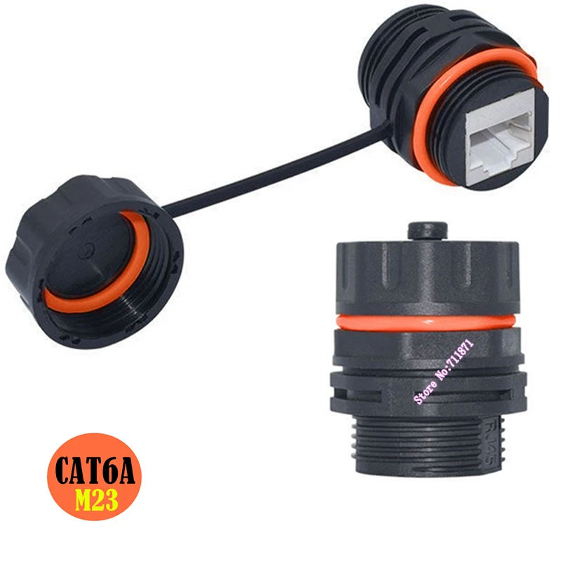 Waterproof Shield M23 CAT6A Rj45 Female to Female Ethernet Adapter connector thread 8P Rj45 Network Female Adaptor Coupler Plug