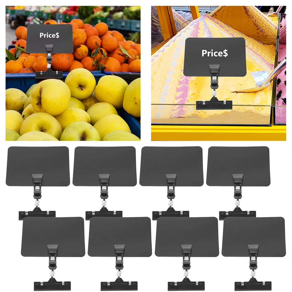 8Pcs Detachable Basket Label Clip Waterproof Mini Chalkboard Signs Sale For Retail Store Label Discount Signage Stand Black