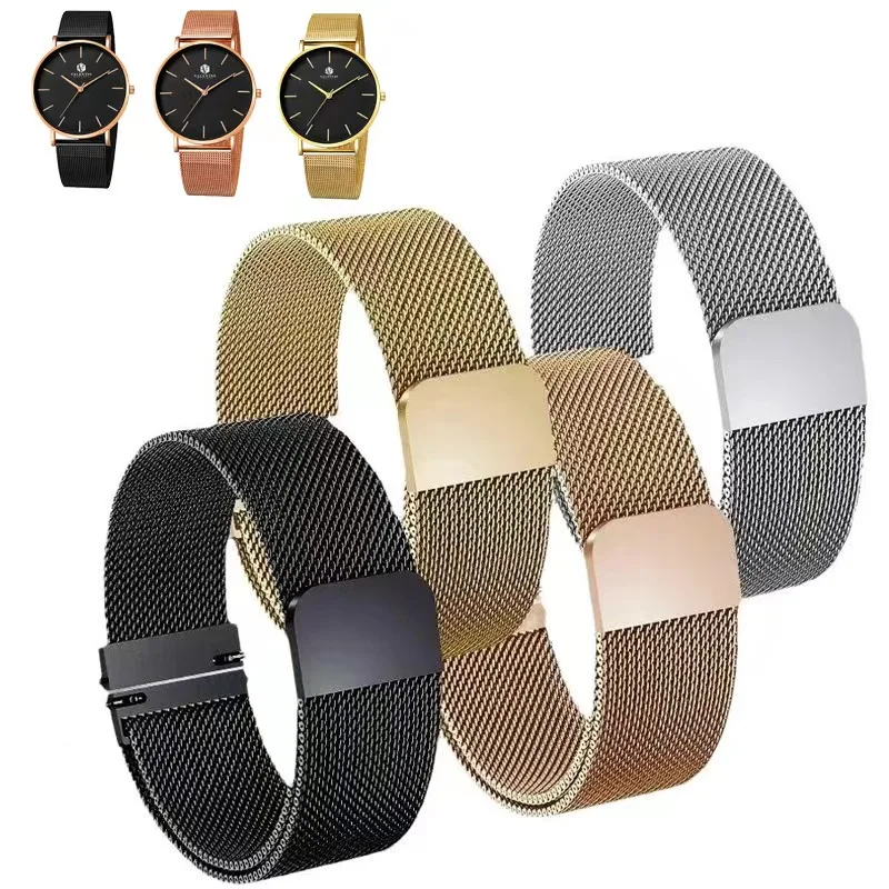 Cinturino per orologio Milanese con anello magnetico nero oro argento per orologio digitale