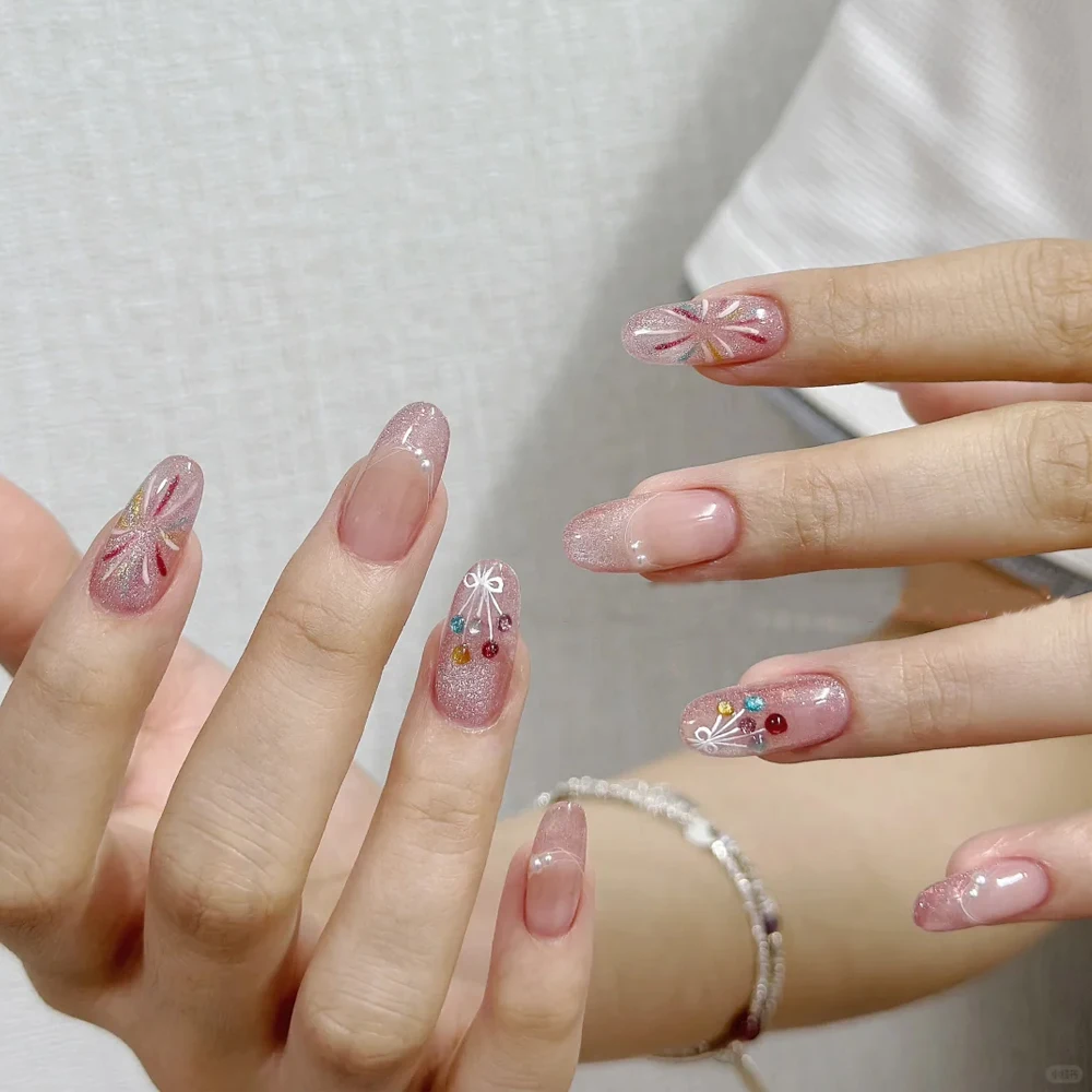 2 قطعة 5D الملونة الألعاب النارية بالون مسمار الفن ملصقات لطيف الدوبامين تزهر الألعاب النارية هلام بالون مسمار صائق تنقش مسمار ديكور #3