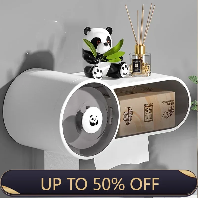 Wall Mounted Paper Roll Holder Toilet Tissue Box Toilet Waterproof Paper Storage Box Toilet Paper Punching Free Storage Rack