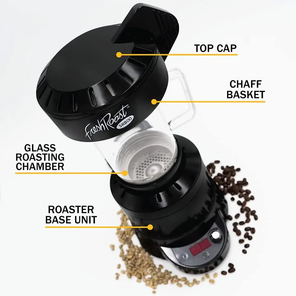 Torrador De Feijão De Café Automático, Configurações De Calor Variável, Controle De Ventilador De Convecção, Display De Status Digital, Sistema De Torrefação De Velocidade