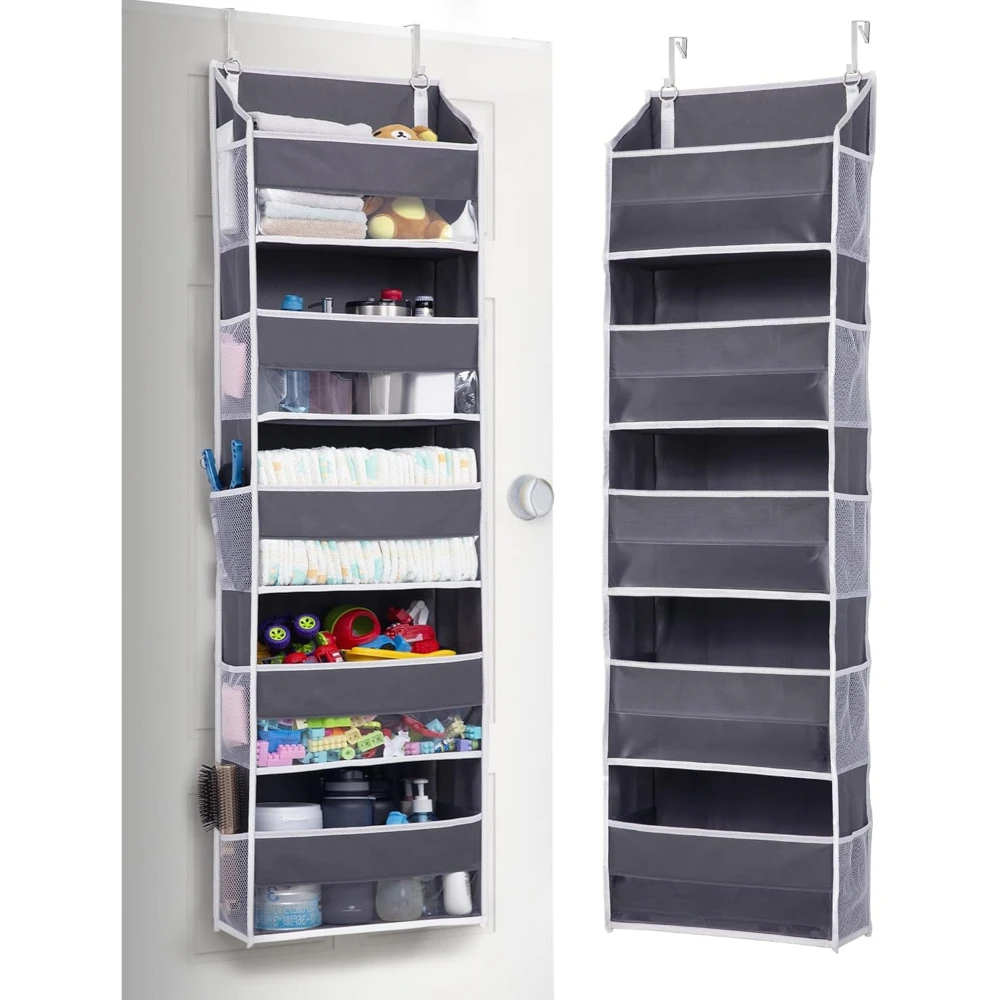 

1 Pack Over Door Organizer with 5 Large Pockets 10 Mesh Side Pockets, 44 lbs Weight Capacity Hanging Storage Organizer