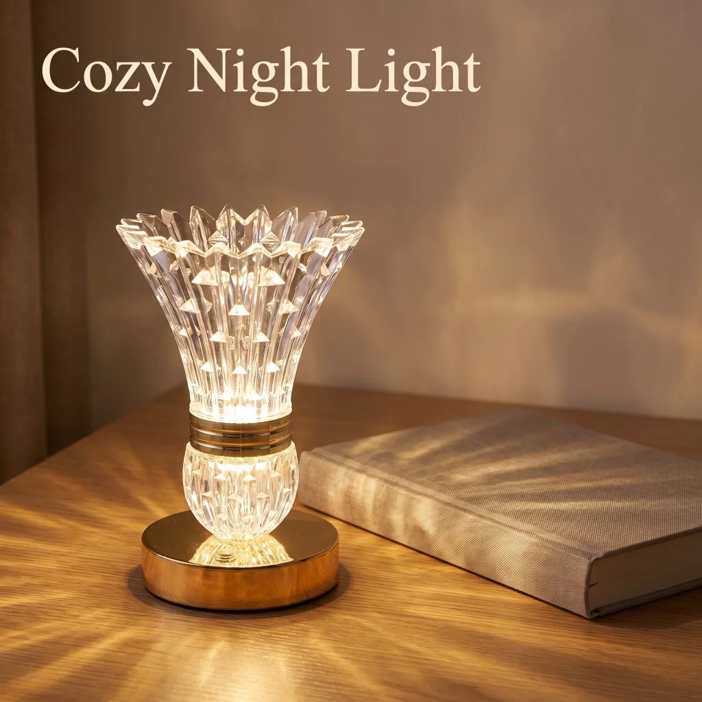 Crystal Table Lamp Touch Control Bedside Night Light 500mAh Battery Dimmable 3 Light Colors White Warm Natural Light Creative Decor Desk Lamp For Bedroom Living Room Reading Lighting Portable Ambient Night Lamp Home Indoor Decoration Gift