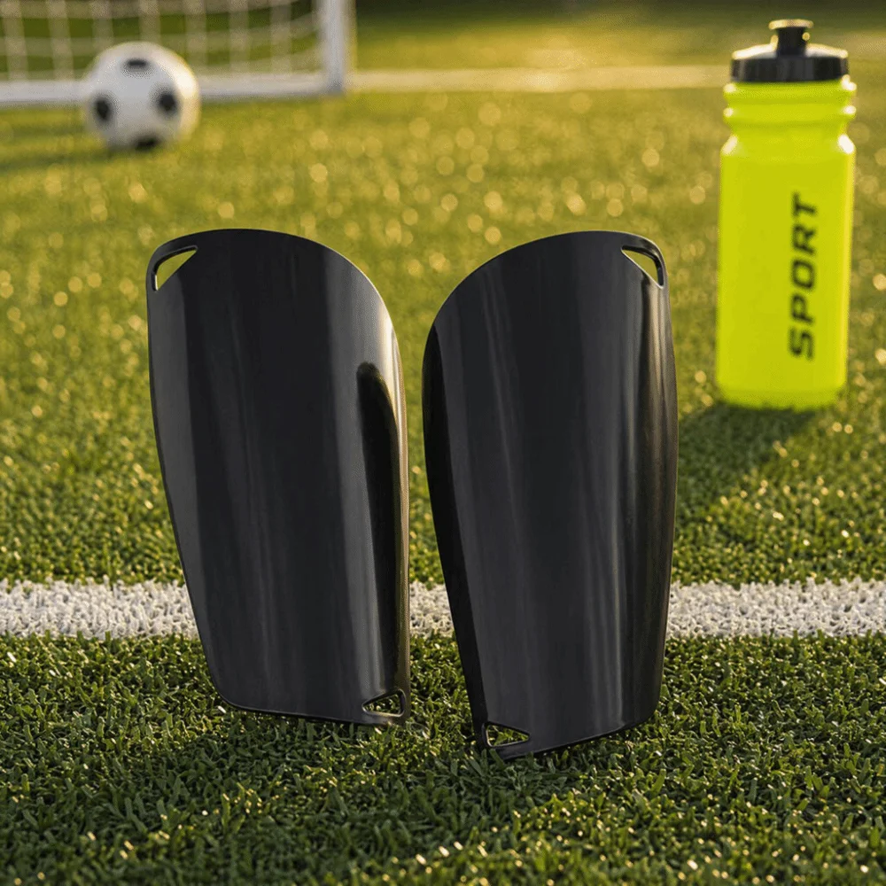 2PCS PU Leather Soccer Shin Guards Foldable Zipper Closure Shin Guard Sleeves Numbered Markers Multi-Accessories Protective Case