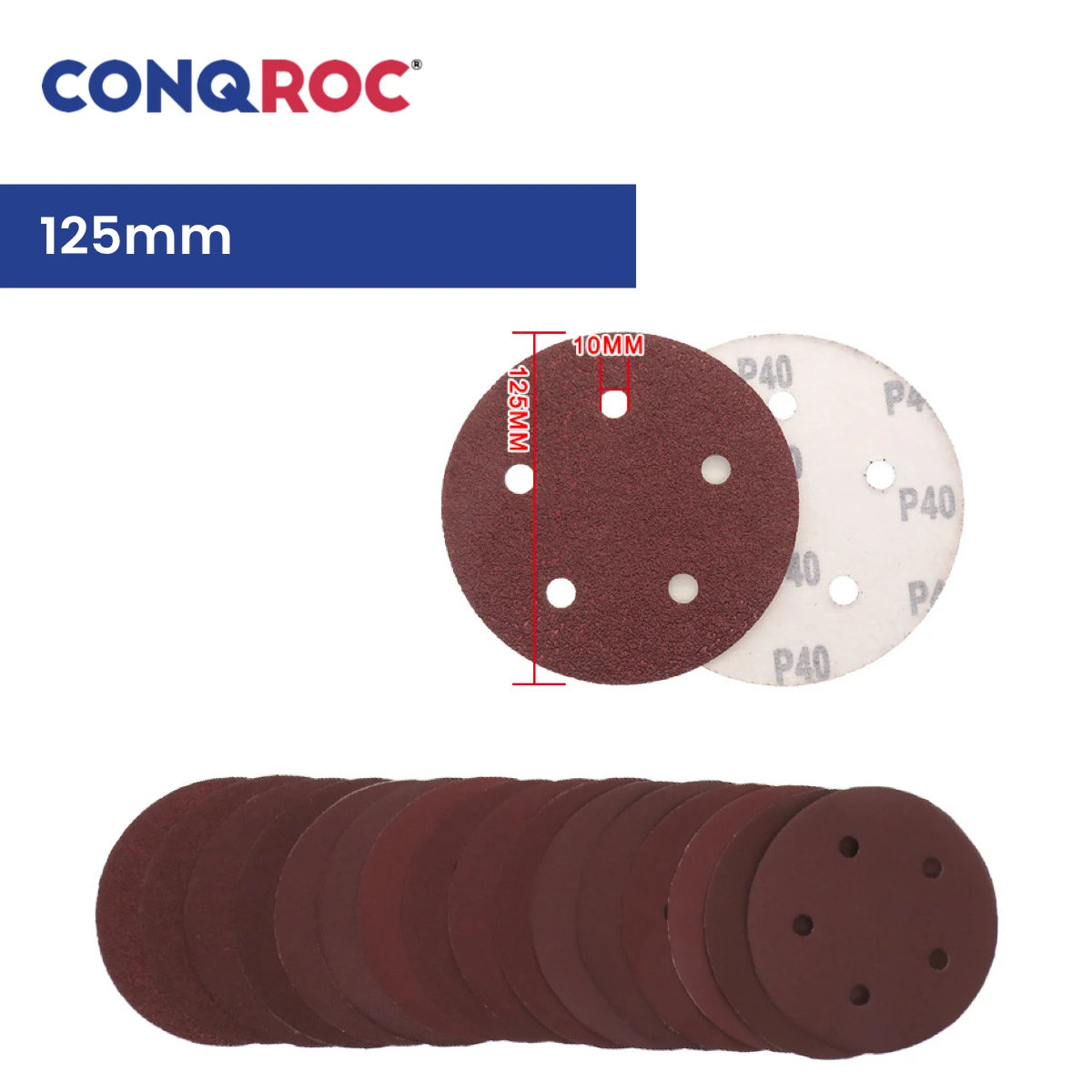 Sanding Discs 125mm(5-Inch) 5-Hole Aluminum Oxide Dry Sanding Papers Hook and Loop 25-Piece Grit 40~2000