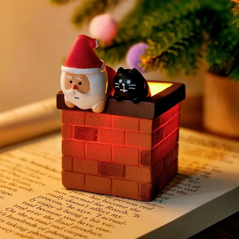 الإبداعية LED هدية الكريسماس ضوء الليل مدخنة حامل قلم سانتا متوهجة للمنزل غرفة نوم منضدية ديكور لزينة السنة الجديدة