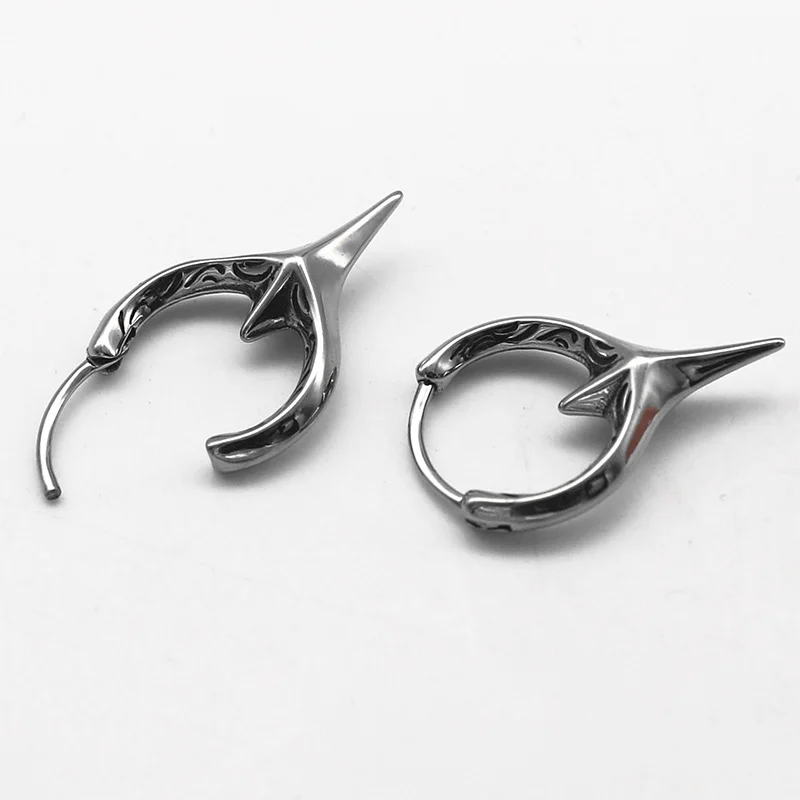 1 Pair Street Pop Punk Small Hoop Earrings For Man Woman Animal Skull Stainless Steel Gothic Hip Hop Pierced Ear Jewelry view 4
