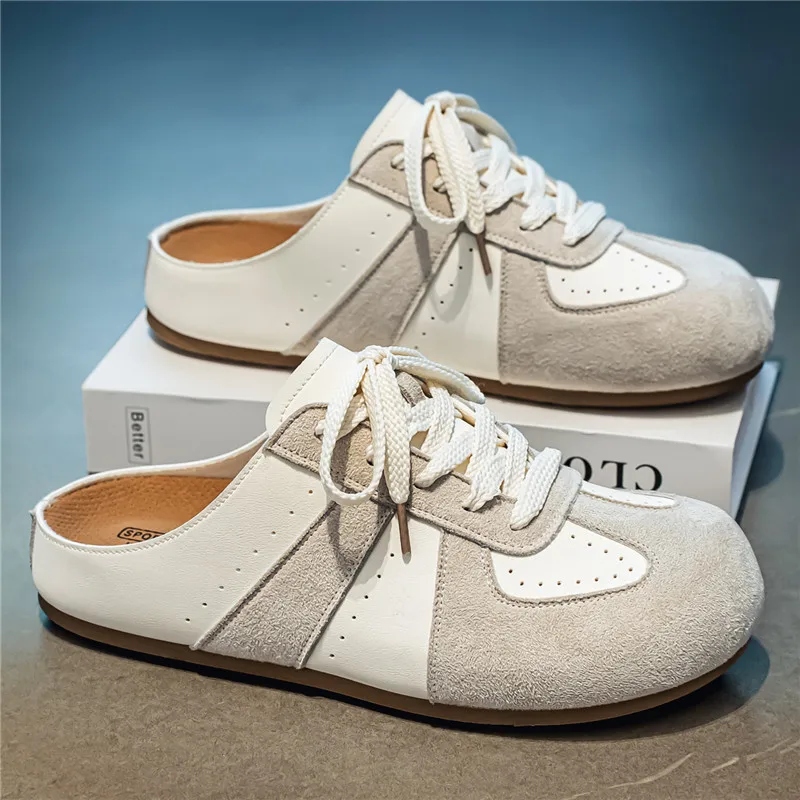 

Casual Walking Fashion Half Slippers Summer Lace-up Cozy Hiking Shoes Luxury 2026 New Suede Sport Shoes Zapatos Femme Flats
