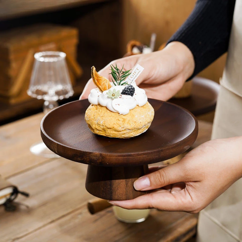 

Home Furnishings Fruit Snacks Wooden Tray Japanese Acacia Tall Cake Plate Wedding Dessert Table Display Stand