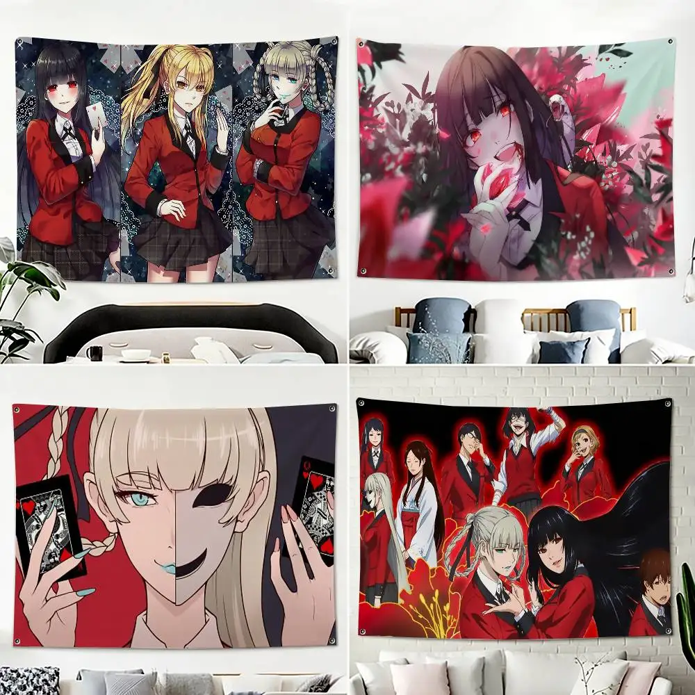 K-Kakegurui Anime Home Decor Horizontal Flag Banners Indoor Outdoor Hanging Decor for Bedroom Living Room Wall Decoration