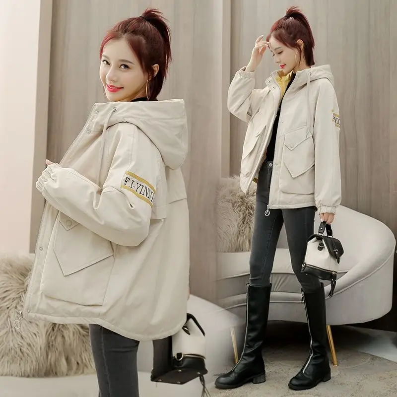 

2024 Winter Coat Women New Fashion Kpop Fleece Coat Versatile Thickened Hooded Clothes