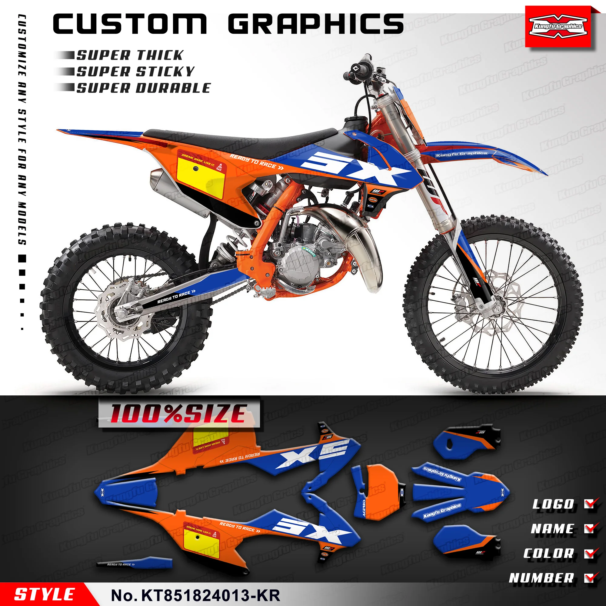 KUNGFU GRAPHICS Dirtbike Graphic Sticker Complete for KTM SX 85 SX 2018 2019 2020 2021 2022 2023 2024,Accessories,KT851824013-KR