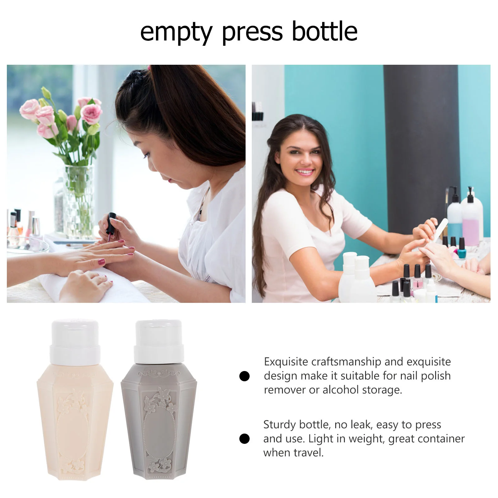 2-teilige Nagelöl-Pressflasche, leeres Pressen als Flüssigkeitspumpe, Nagellackentferner, Reisen