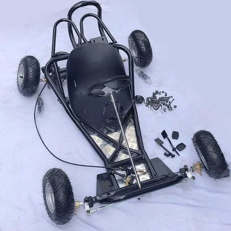 Four-wheel 168CC go-kart motorcycle frame, main body frame of the whole car, rear axle, front steering brake 6-inch tire