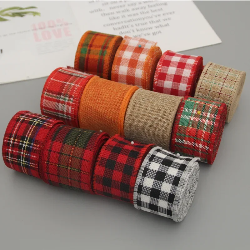 شريط كتان مقلد لعيد الميلاد ، قوس ذاتي الصنع ، ديكور حفل زفاف ، تغليف هدايا ، شبكة واسعة ، حرفة جديدة ، 6. من #1