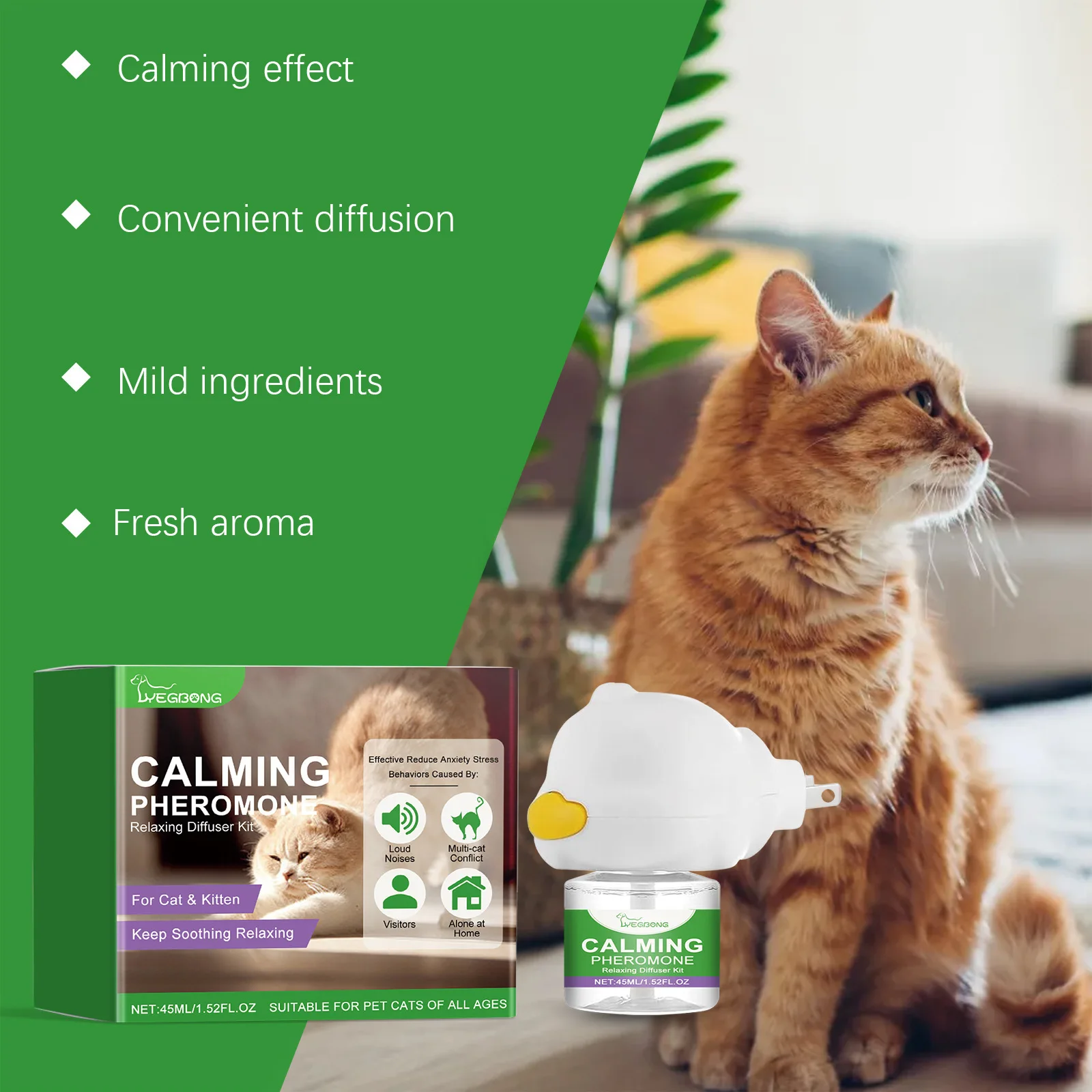 Calming Pheromones for Cats - Soothing Solution for Anxiety, Stress Relief and Heat Behavior Management