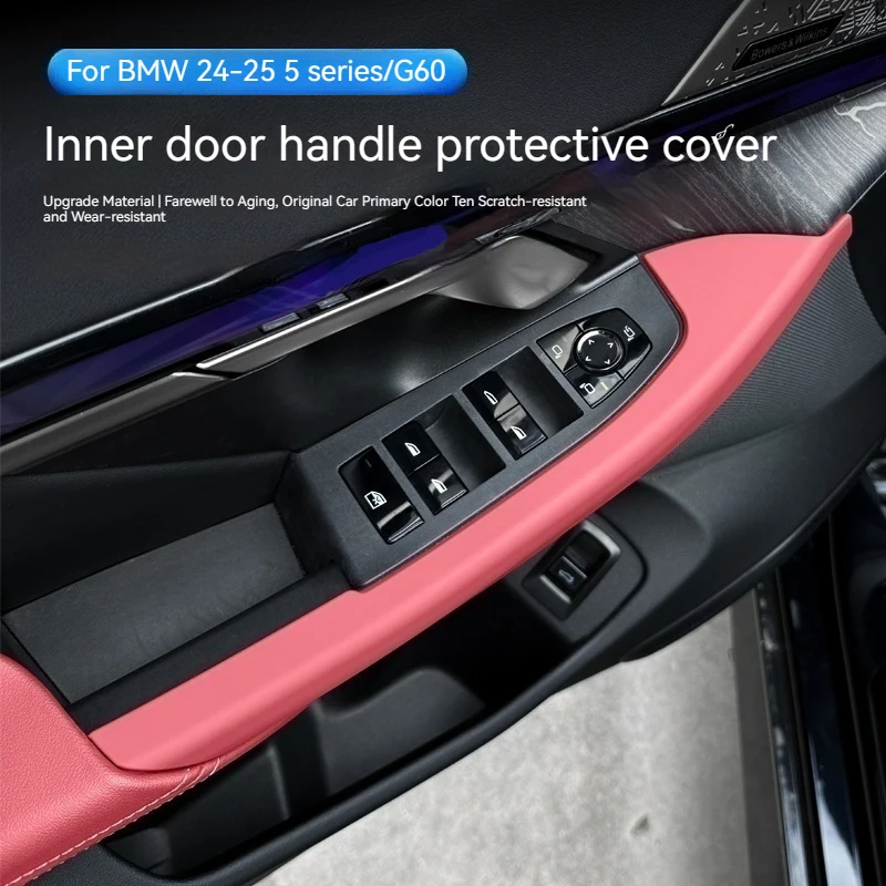 

For BMW 5 Series G60 2024 Car Interior Door Handle Protect Cover ABS Inner Door Pull Trim Decora Stickers Auto Styling Accessor