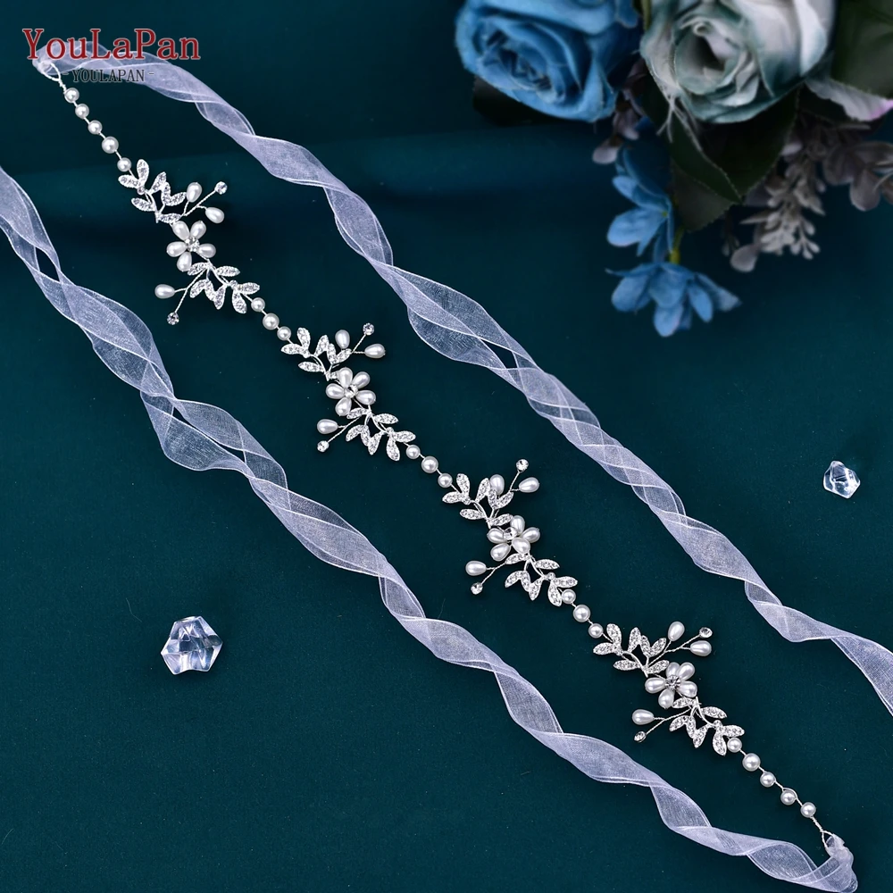 YouLaPan Bridal Pearl Belts Wedding Sash Belt Pearl Alloy Leaf Women Robe Evening Gown Belt Wedding Accessories Jewel Belt SH152