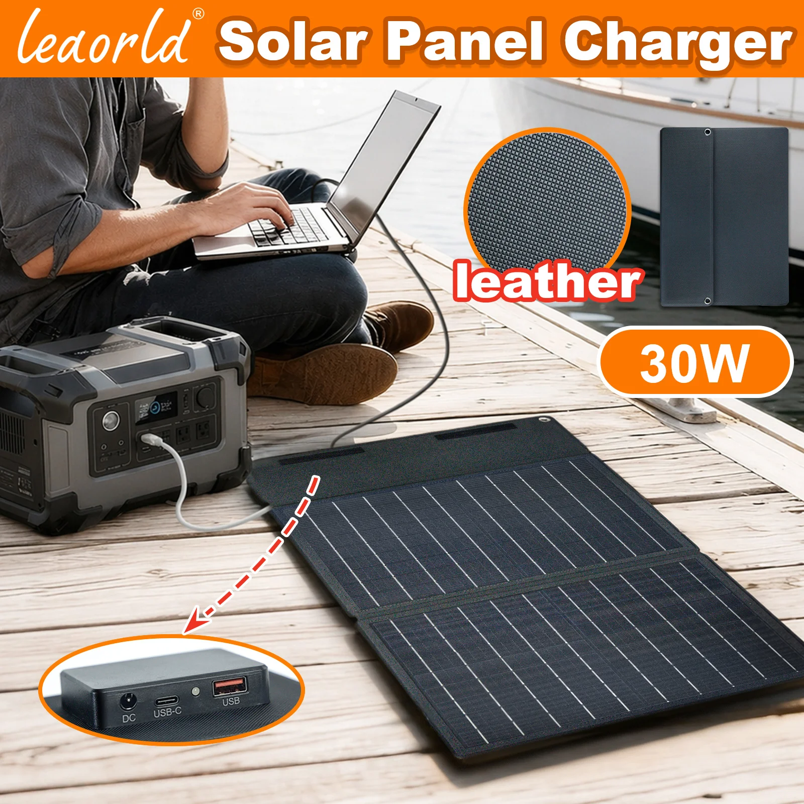 leaorld-30w-solar-panel-charger-12v-battery-charger-foldable-usb-pd30-solar-phone-fast-charger-clips-power-station-rv-farm