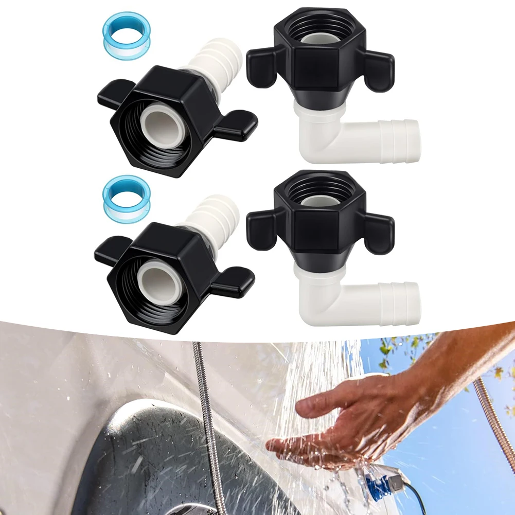 1/2 Inch 14 NPT Barb Elbow Straight Swivel Adapter Nylon RV Water Fittings For Camper Marine Plumbing Hose Connection Kit