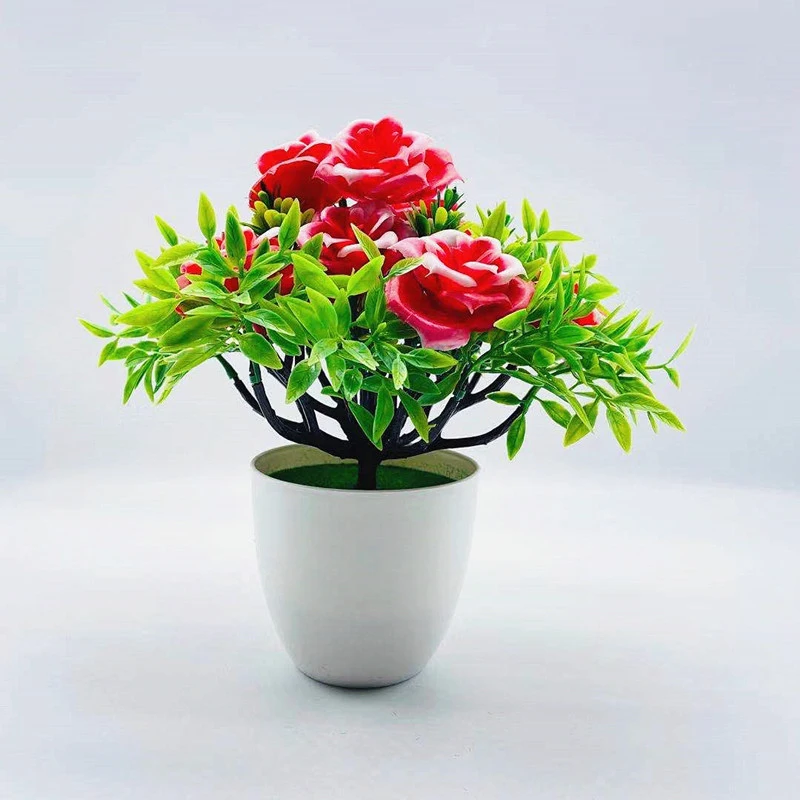 10 large roses, simulated plant bonsai, potted home decoration products, artificial flower biomimetic