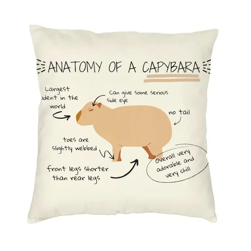 Capybara Try Eating Cushion Cover Nordic Pillow  for Car Sofa Printed