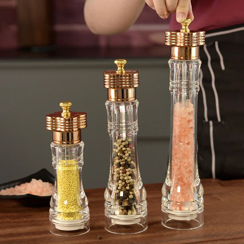 Acrylic Pepper Grinder Transparent Salt and Pepper Spice Shaker Adjustable Pepper Seasoning Grinder Salt Mill Kitchen Tool