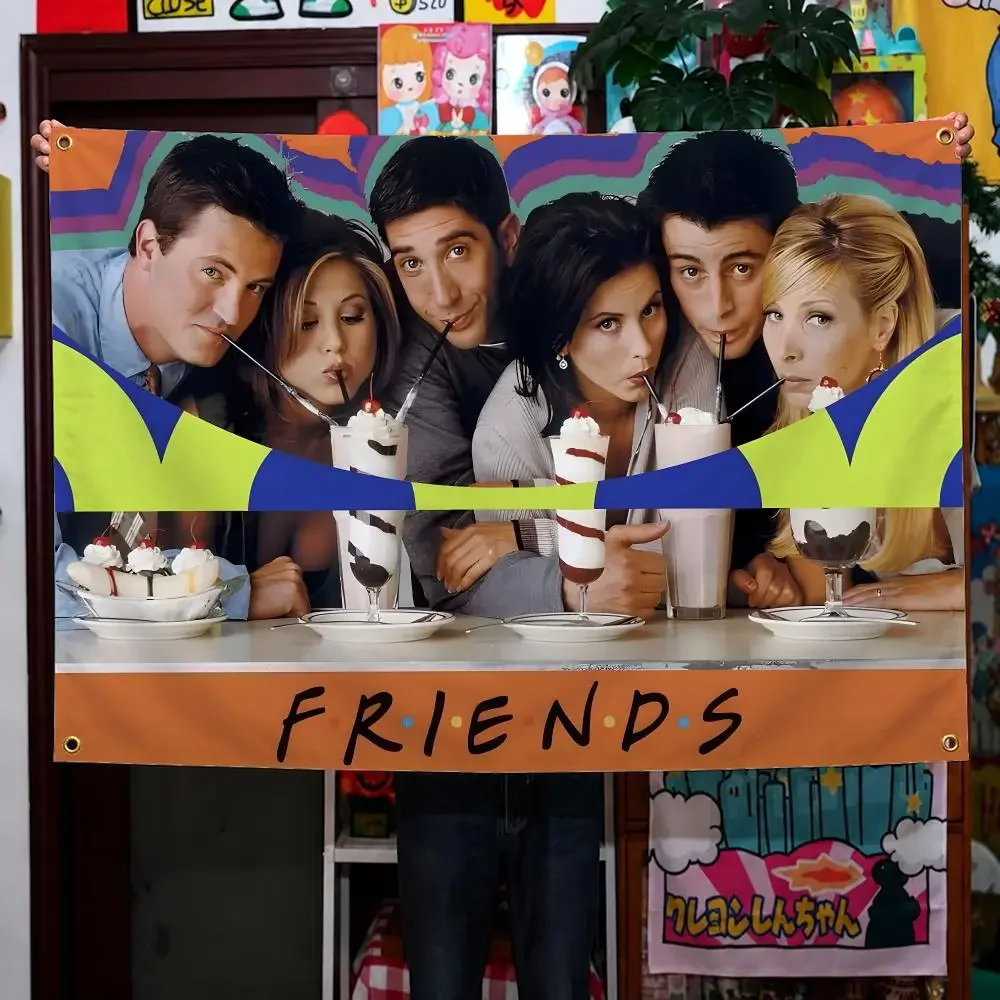 TV Friends Central Perk Rachel Chandler Flags Wall Hanging Background Flag Wall Decor Banners for Outdoor Bedroom Dorm Room