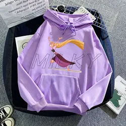 Tangled Rapunzel Princess Hoodie Women's Loose Autumn Hoody Simple Fleece Sweatshirt Street Crewneck Pullover Tops Women