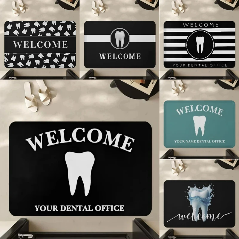 VIKAMA Teeth Protection Doormat, Dental Printed Floor Rug for Multi-Room, Funny Welcome Bathroom Carpet Home Decor