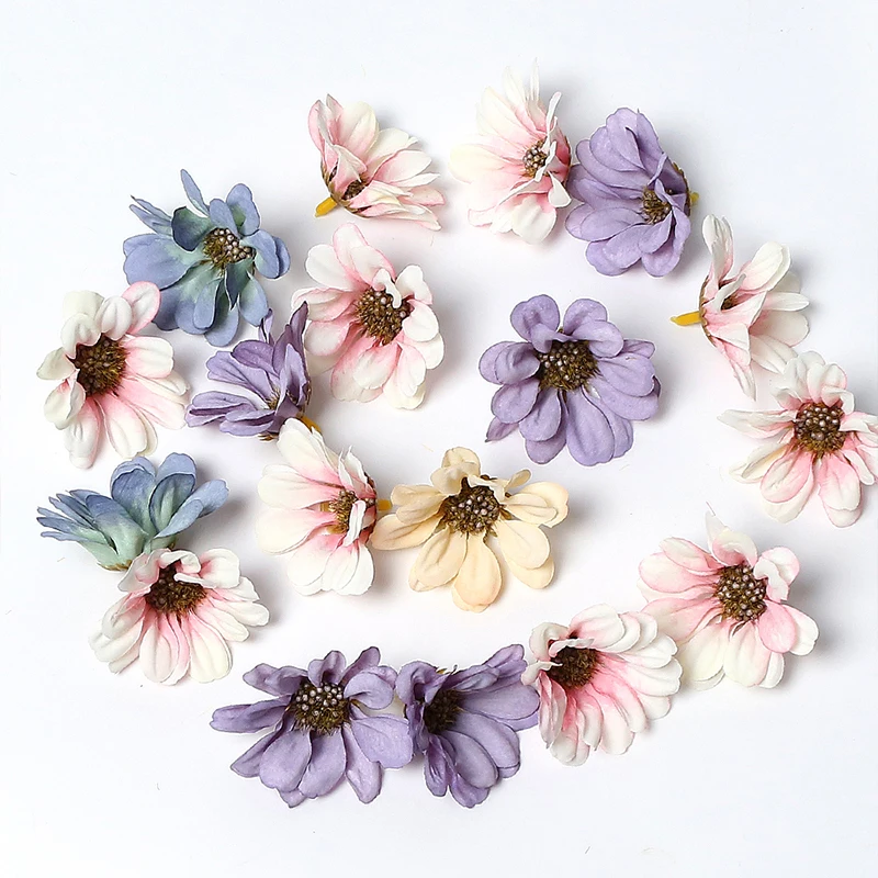 10/30/50Pcs Artificial Flowers Silk Daisy Fake Flowers for Home Decor Wedding Decoration Bridal DIY Wreath Ornaments Accessories