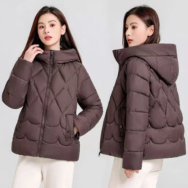 In Winter Of 2024 The New Fashion Plus Size Cotton-padded Coat Short Hooded Loose Temperament Slim And Versatile Cotton Coat Top