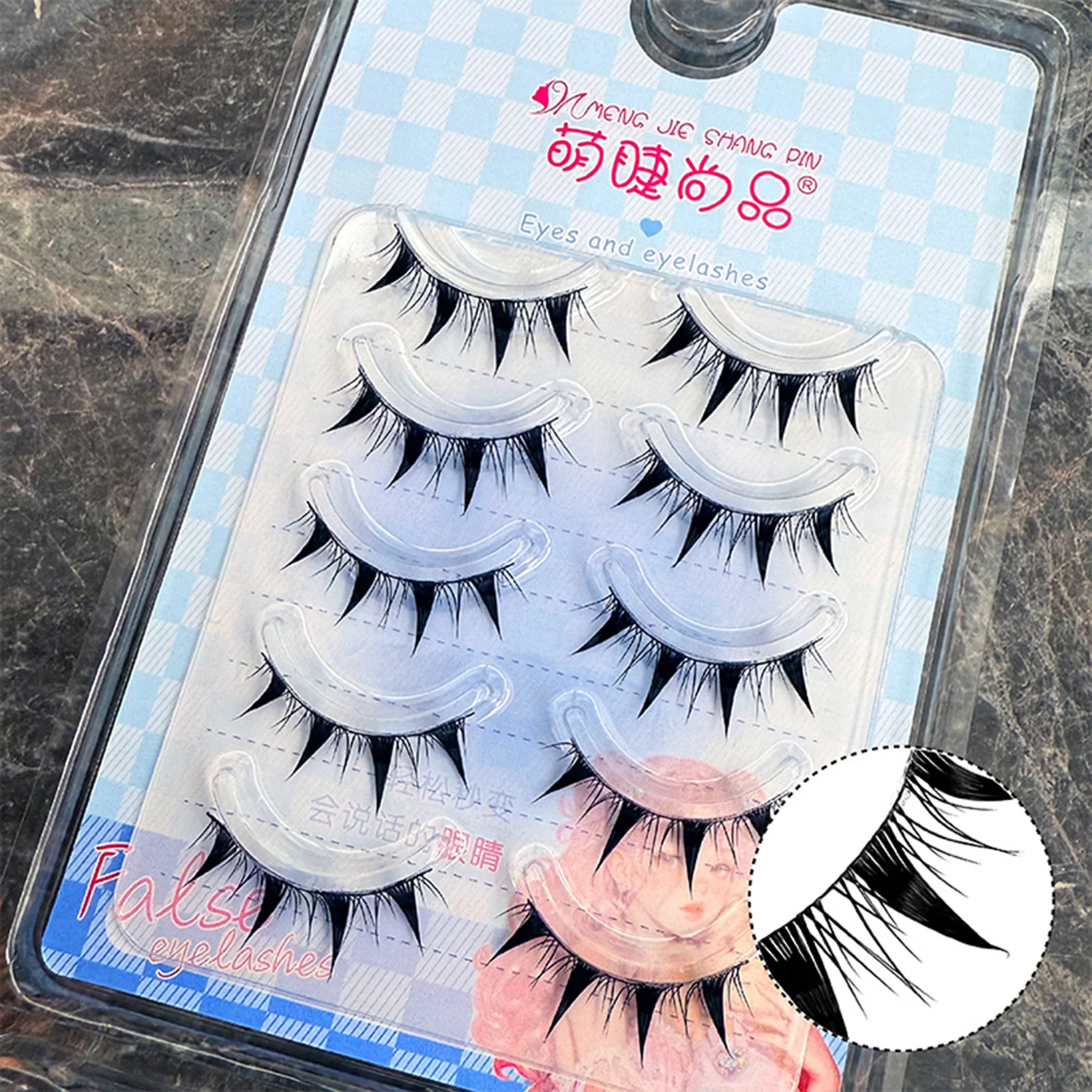 5 Paar Cat Eye dichte falsche Wimpern vergrößern Ihre Augen Sonnenblume Anime Manga Wimpern für natürliche dramatische Augen-Make-up-Tools