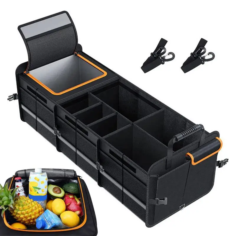 Trunk Storage Organizer For Car Large Capacity Adjustable Trunk Storage Bag Auto Waterproof Multi Pocket Trunk Organizer