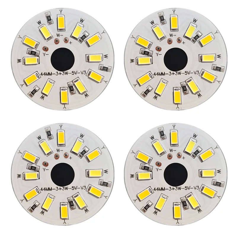 1 szt. Wysokiej jasne LED tablica świetlna 3W ciepła biała 5V dwukolorowa żarówka tablica świetlna 44mm okrągła 5730 źródła światła