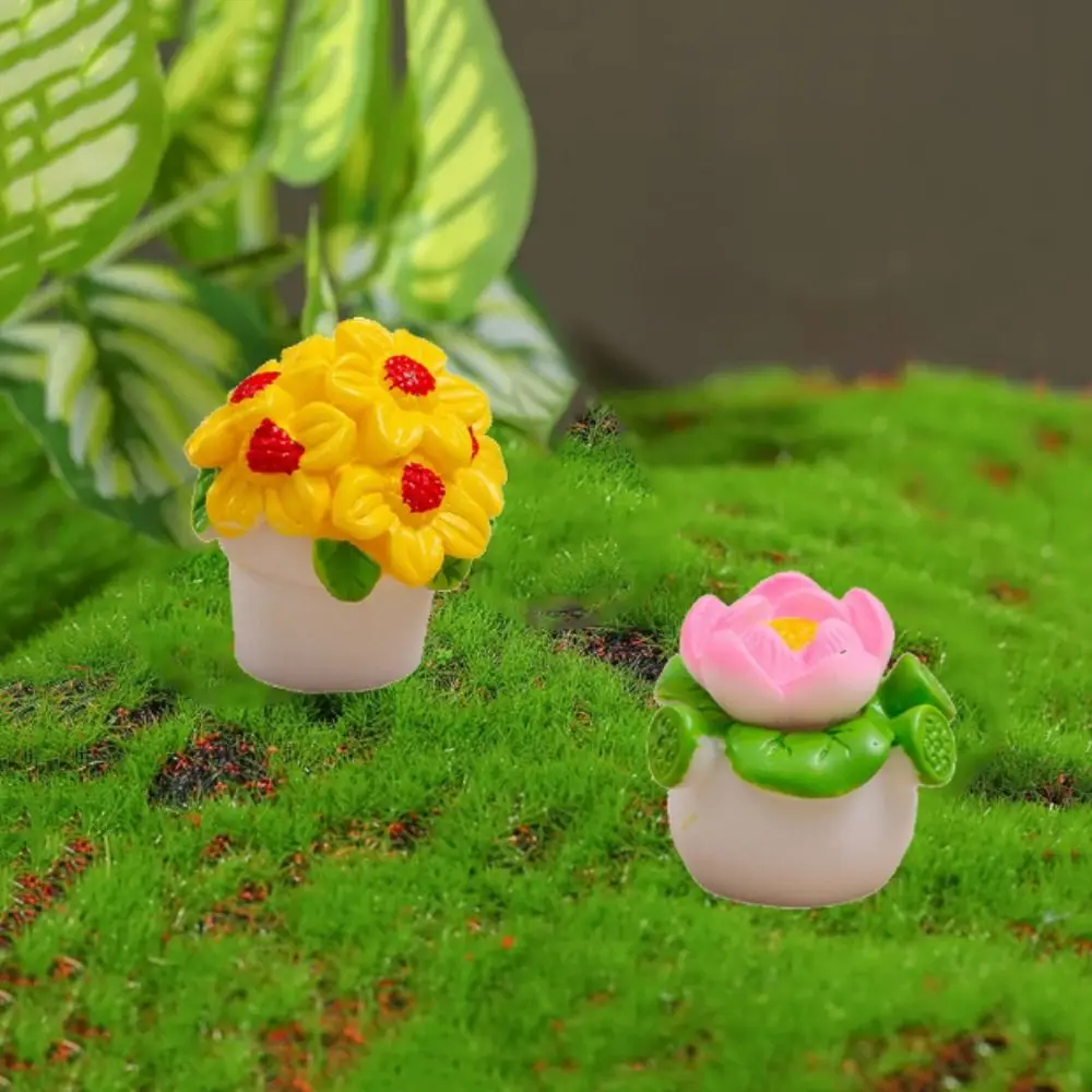 Cute Resin Mini Flower Potted Artificial Plant Series Simulation Potted Plants Lifelike Colorful Resin Flower Model Fairy Garden