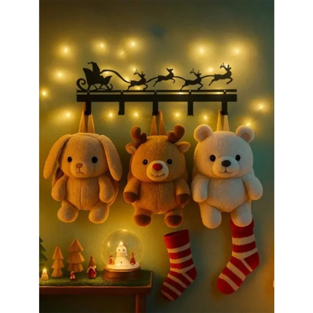 قطعة واحدة من حامل المفاتيح المعدني لعيد الميلاد - تصميم صورة ظلية مبتكر لعيد الميلاد، خطافات متعددة الأغراض للمفاتيح