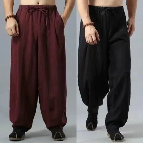 New Men's Cotton Linen Straight Leg Lantern Pants Summer Casual Comfortable Breathable Loose Fit Youthful Style Harlan Pants
