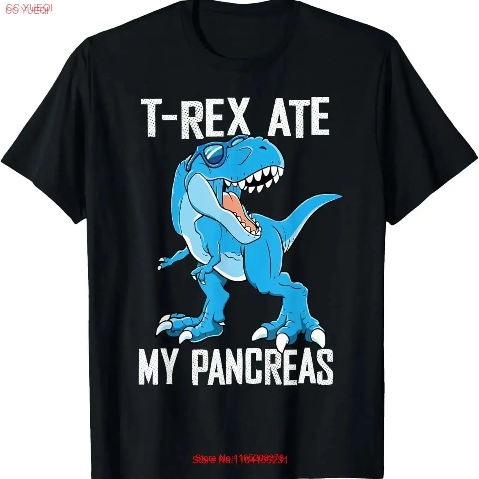 T Rex Ate My Pancreas Funny Diabetes Awareness Boys Dinosaur Shirt  vintage Washed Unisex Slightly Casual Top For Everyday Wear