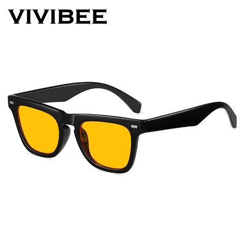 VIVIBEE Rectangle Black Blue Light Blocking Glasses Men Gaming Anti Bluelight Women Orange Night Vision Computer Eyeglasses