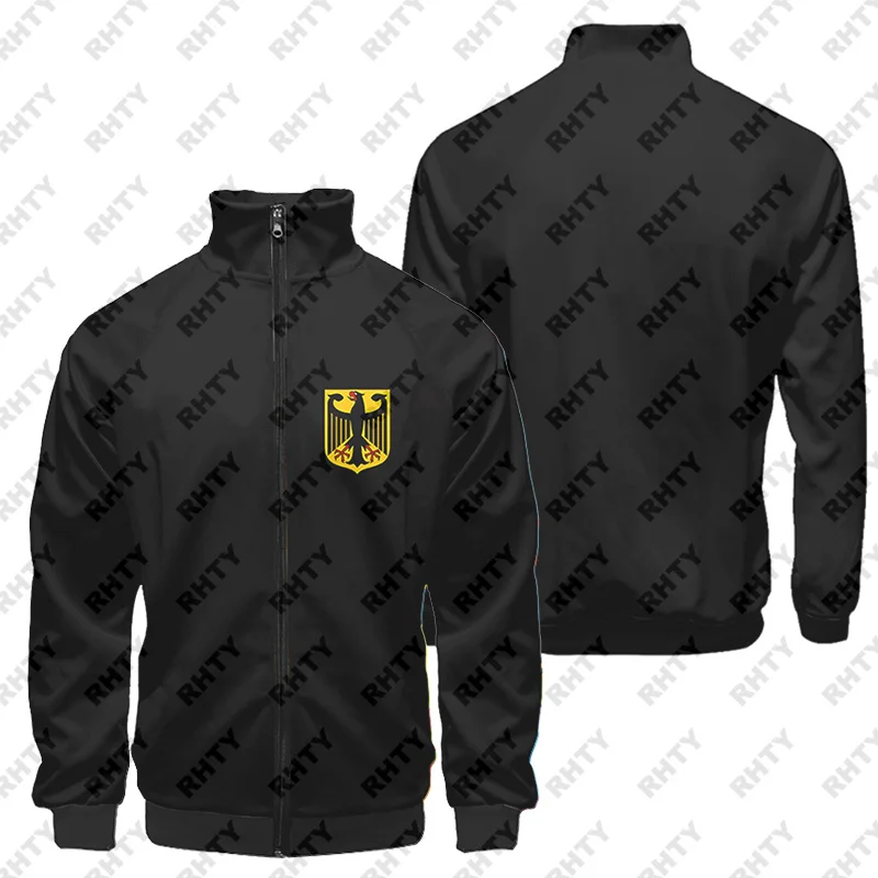 Germany 190\'s Retro Futebol Jasje Trainingspak Heren Zwart Deutschland Wapen Varsity Jasje Custom Unisex Fans Team Uniform