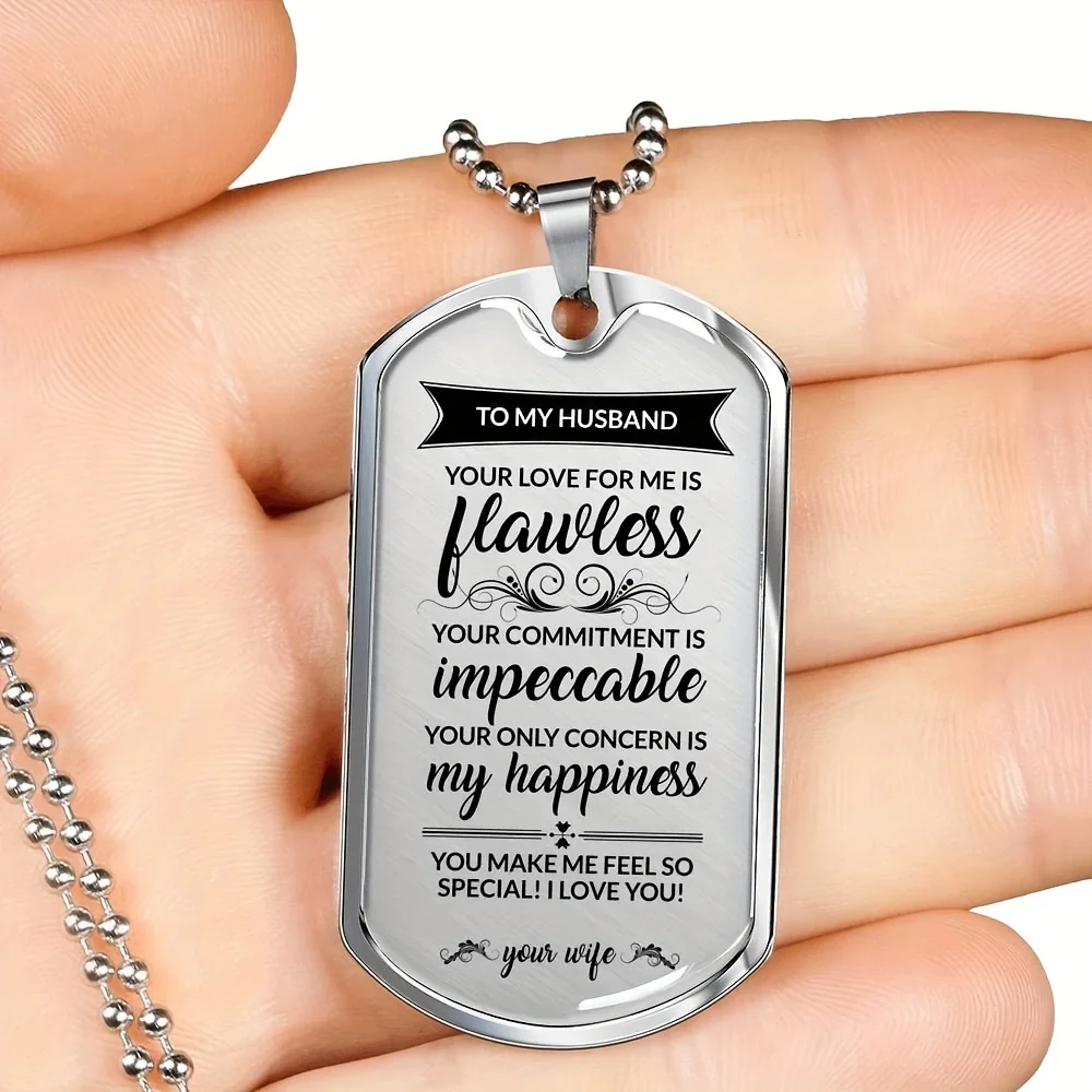 Stainless Steel Dog Tag Pendant Neckalce, Perfect Gifts For Husband